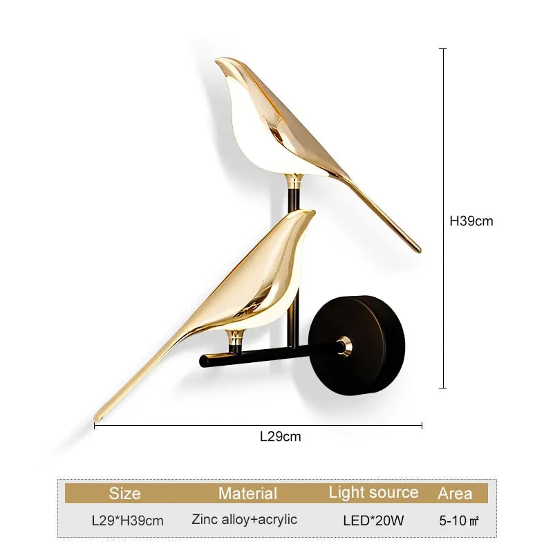 WingSpan - Fågel Vägglampa 360° roterbar – Stilig och Lekfull Belysning för Hemmet Carvallo