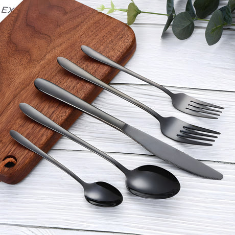 30/35/40 Bitars Rostfritt Stål Svart Bestickset Elegant Design Carvallo