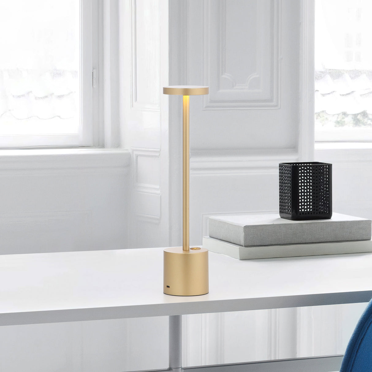 Bordlampa Mässing LED Uppladdningsbar Metall Ljus Carvallo