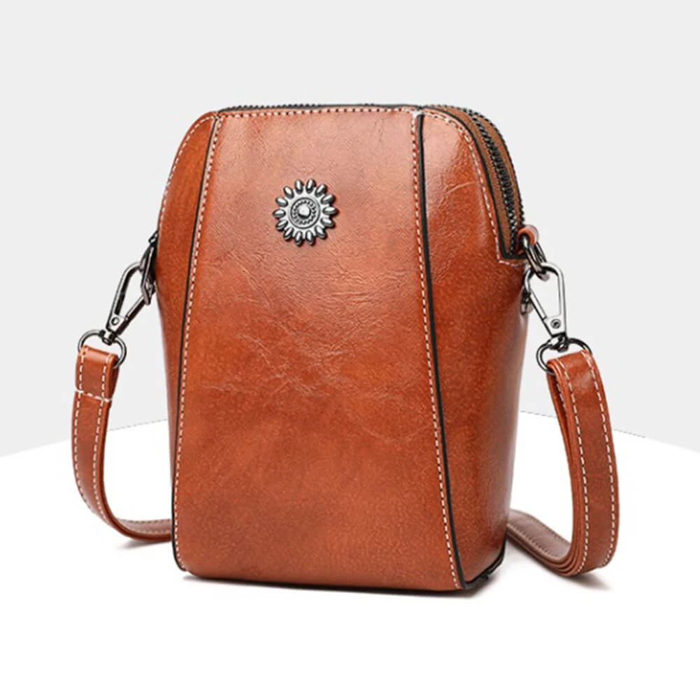 Vintage Crossbody Läderväska för Kvinnor - Justerbar Axelrem, Kompakt Design och Elegant Stil-Handväska-BB-Hemnix