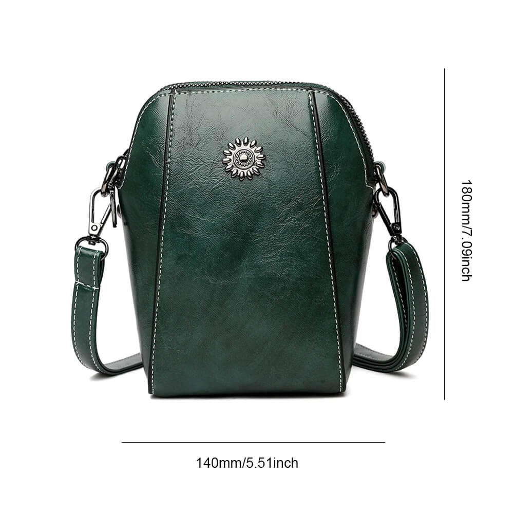 Vintage Crossbody Läderväska för Kvinnor - Justerbar Axelrem, Kompakt Design och Elegant Stil-Handväska-BB-Grön-Hemnix
