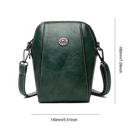Vintage Crossbody Läderväska för Kvinnor - Justerbar Axelrem, Kompakt Design och Elegant Stil-Handväska-BB-Grön-Hemnix