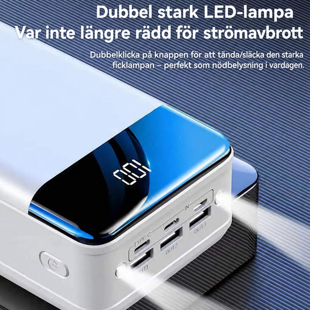 Powerbank 100 000 mAh för laptop, mobil och surfplatta