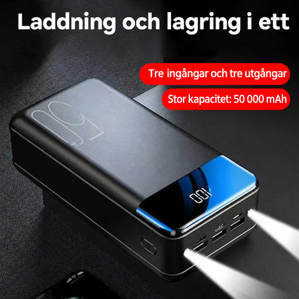 Powerbank 100 000 mAh för laptop, mobil och surfplatta