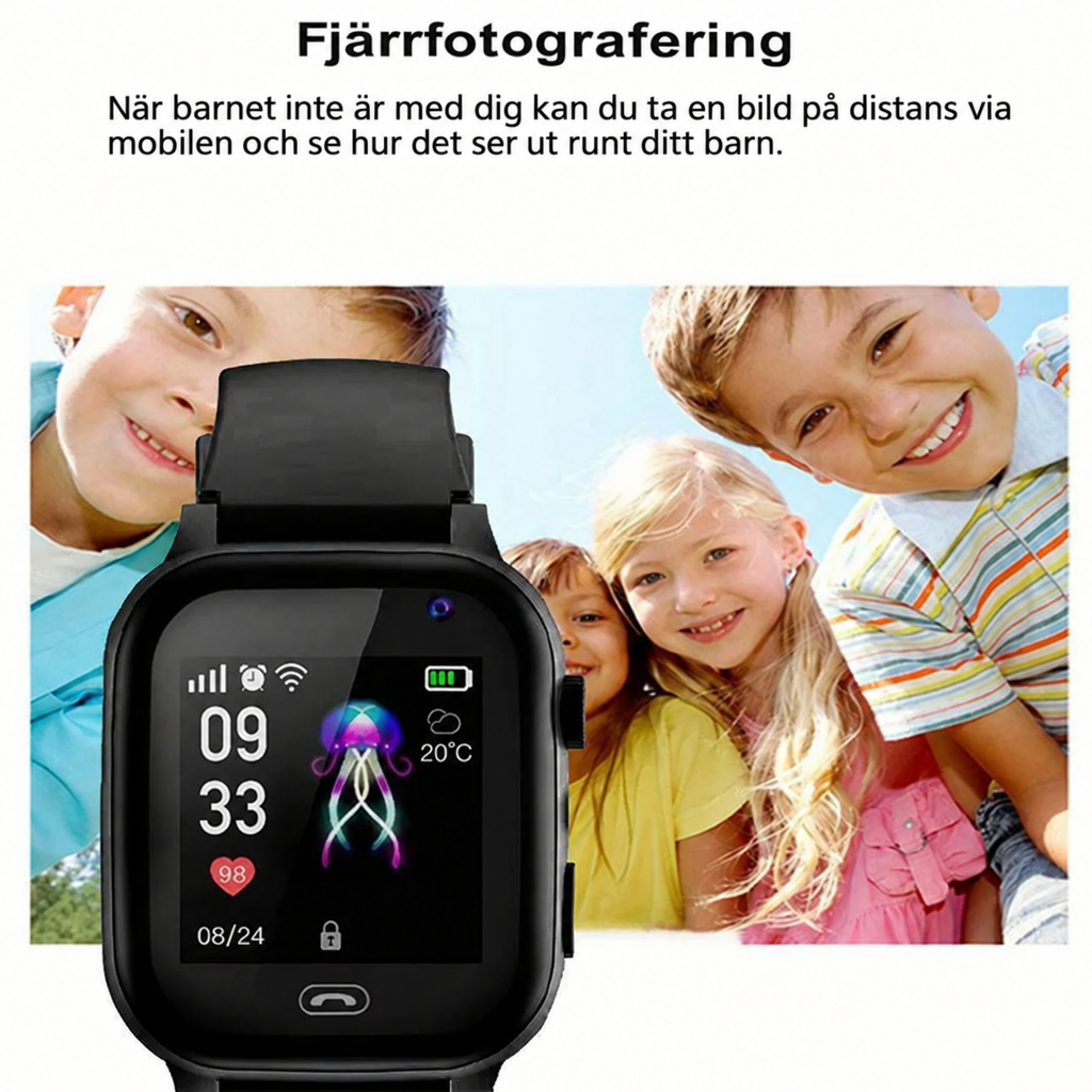 GPS-klocka barn med videosamtal, kamera och SOS