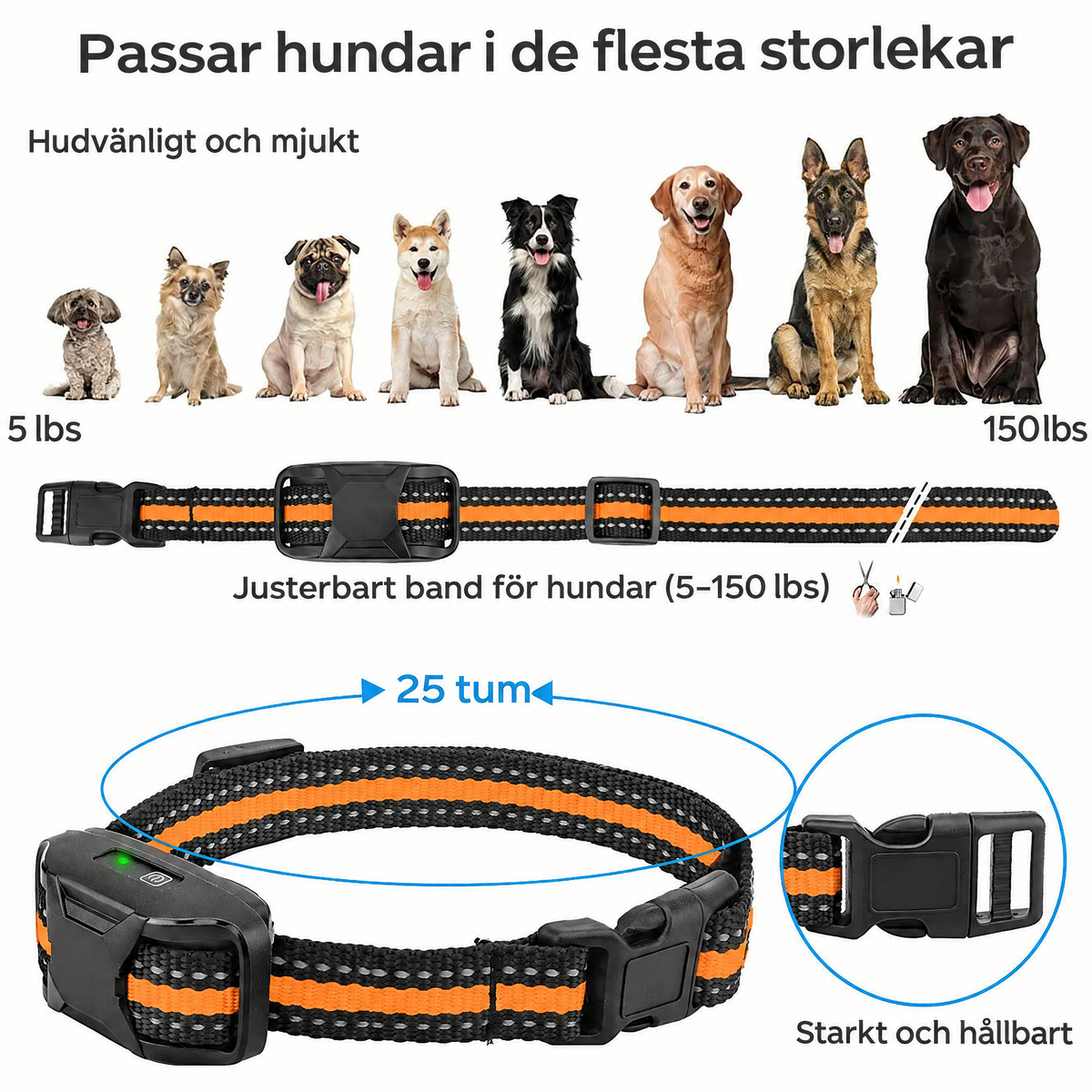 Hundträningshalsband med fjärrkontroll – 1000 m räckvidd