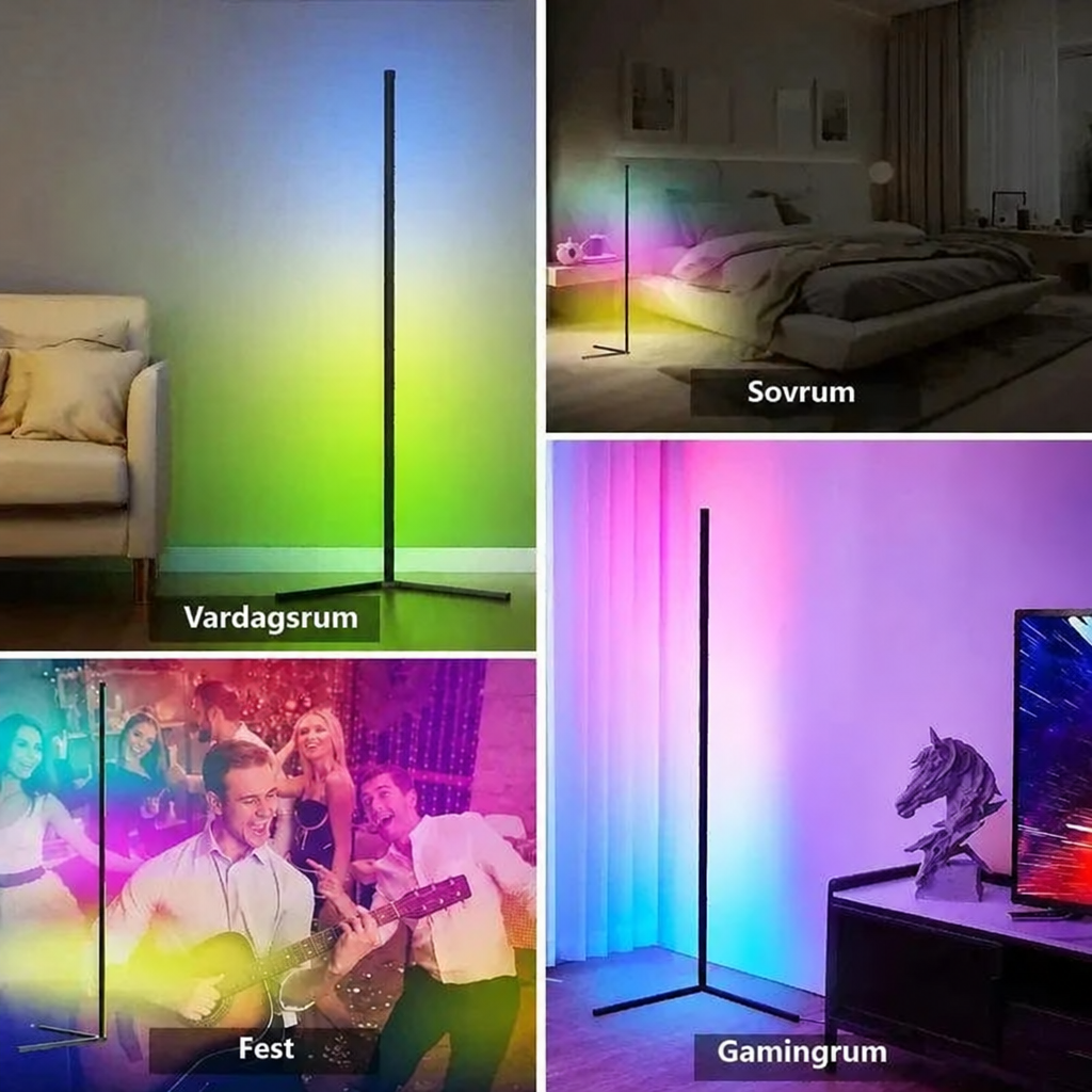 Hörnlampa RGB – golvlampa med fjärrkontroll