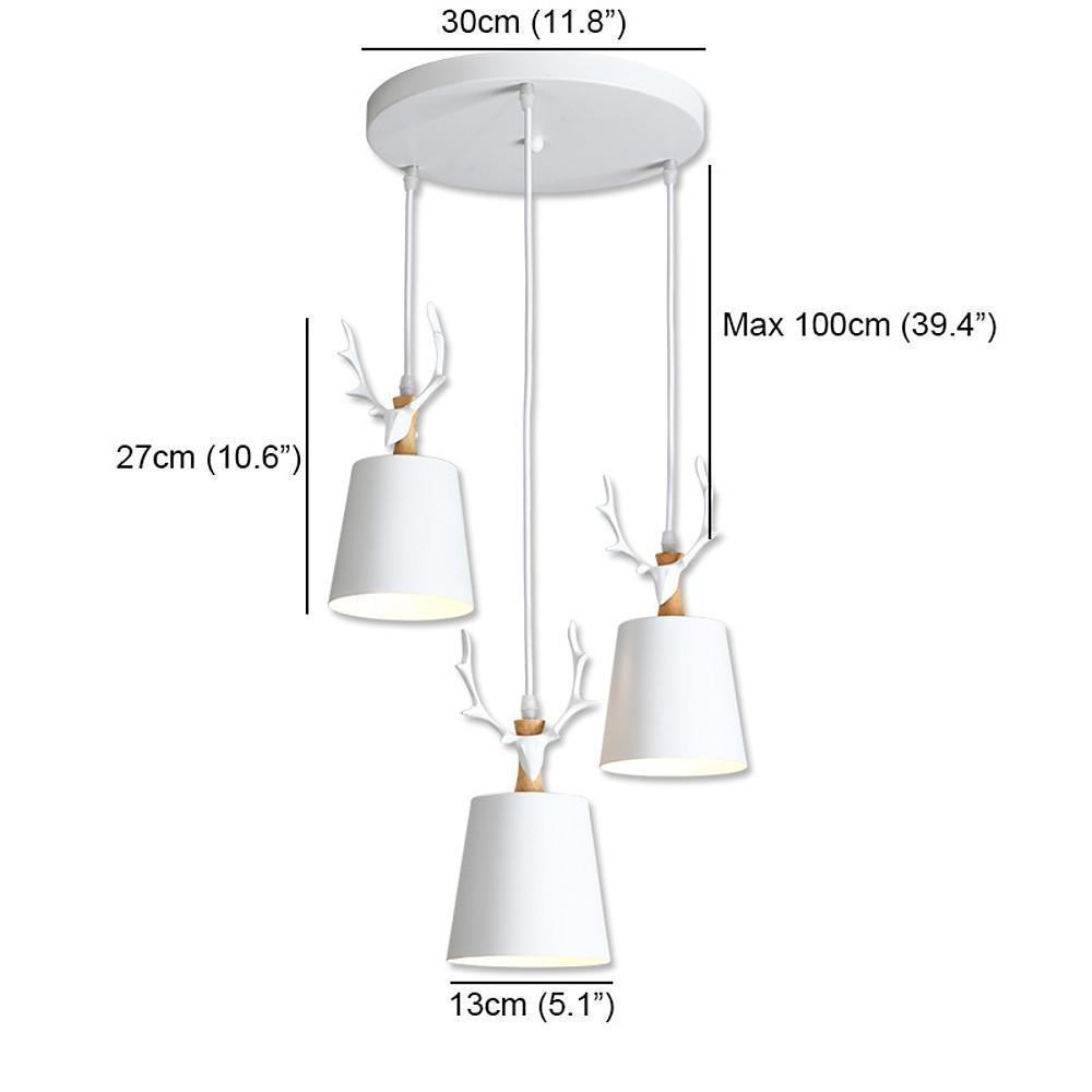 3-ljus Renhorn Design LED Klassisk Kandelaber Hängande Lampa Carvallo