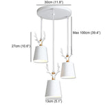 3-ljus Renhorn Design LED Klassisk Kandelaber Hängande Lampa Carvallo