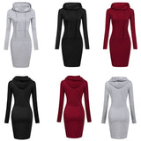 Slim Pullover Hoodie Klänning-Clothes for women-Hemnix-Hemnix