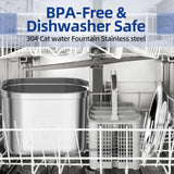 Kattens Vattenfontän Rostfritt Stål Tyst Dispenser Carvallo