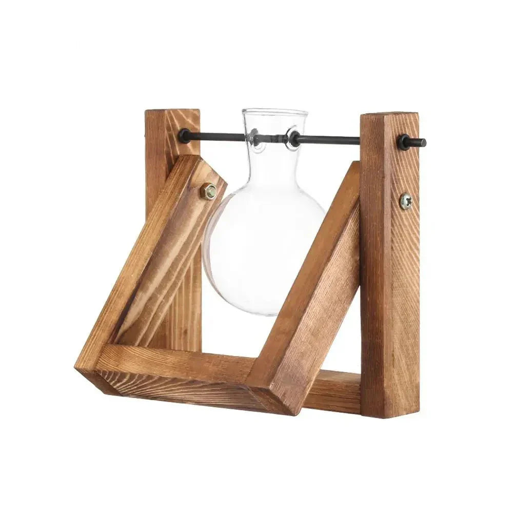 Hydroponisk Glas Terrarium Bordskivan med Träram Carvallo