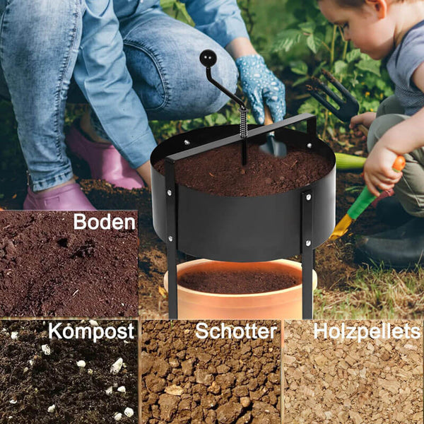 Carvallo Bodenzeef TerraSift Pro | Ergonomisk & Effektiv | För jord, kompost & sand | Metallram Carvallo