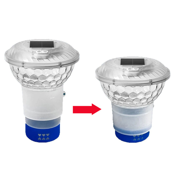 Carvallo Pool-Klorinator LumiFloat RGB | Med LED-ljusshow & Solarladdning | För upp till 33.300 L | 5 ljuslägen Carvallo