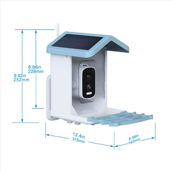 Carvallo med kamera BirdView Pro+ | 2.5K HD & Nattseende | AI-Fågeligenkänning | Sol & USB | IP65 Carvallo