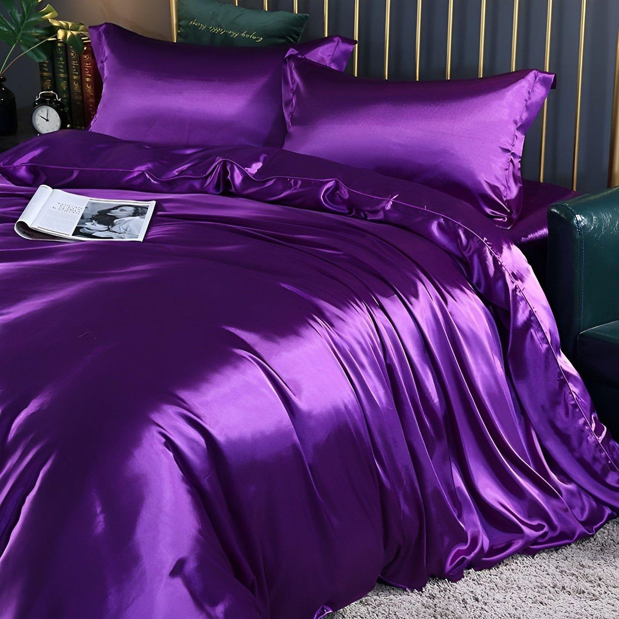 RoyalSilk Sängkläder - Lyxigt Satin Duvet Set (1 Påslakan + 1 Duvetörngott + 2 Örngott) Carvallo