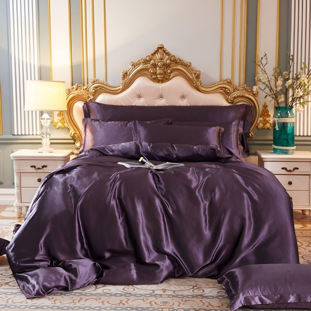 RoyalSilk Sängkläder - Lyxigt Satin Duvet Set (1 Påslakan + 1 Duvetörngott + 2 Örngott) Carvallo
