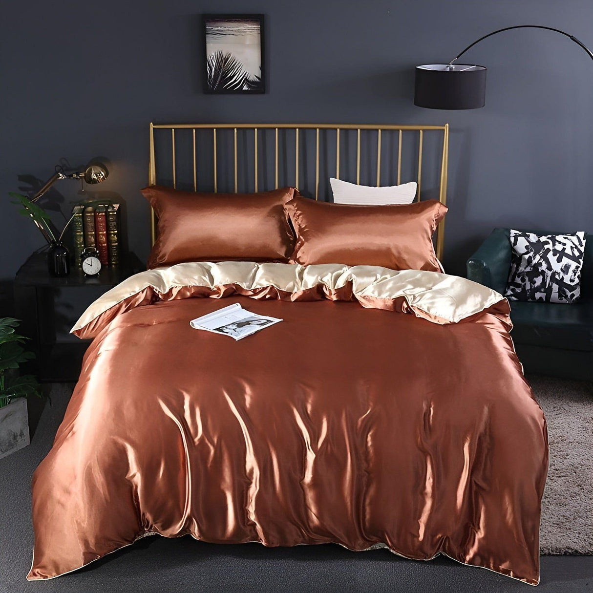 RoyalSilk Sängkläder - Lyxigt Satin Duvet Set (1 Påslakan + 1 Duvetörngott + 2 Örngott) Carvallo