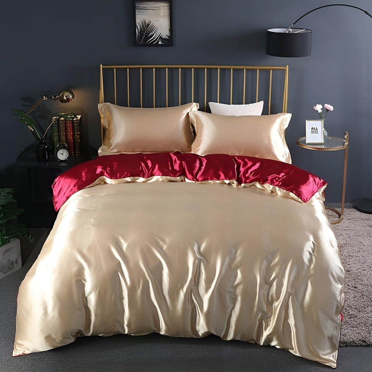 RoyalSilk Sängkläder - Lyxigt Satin Duvet Set (1 Påslakan + 1 Duvetörngott + 2 Örngott) Carvallo