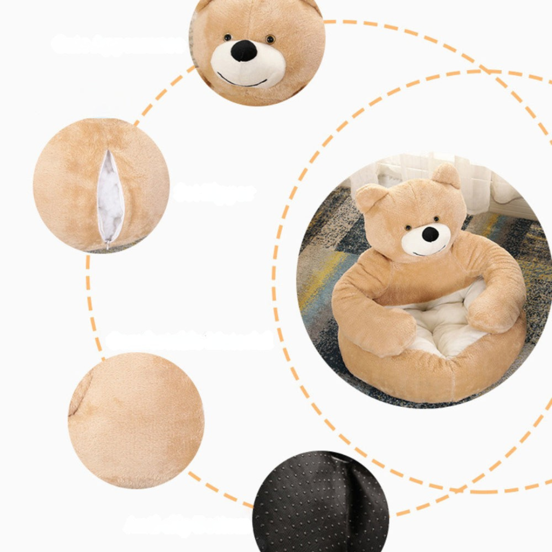 Pet Bed Plush Bear Cuddle-Style Nest Carvallo