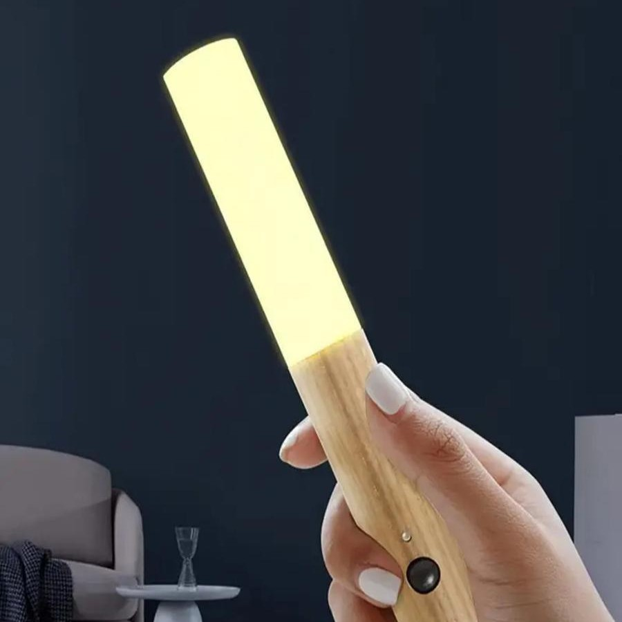 Vägglampa LED Rörelsesensor Trälampe Carvallo
