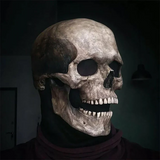 RoyaleGlow Rörlig Käft Realistisk Fullt Huvud Skallemask - Mänsklig Skelettmask för Halloween Fest Carvallo
