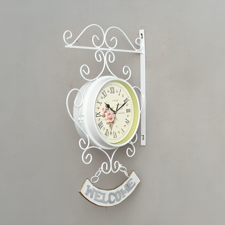 Elegant Dubbel Sided Garden Wall Clock Carvallo
