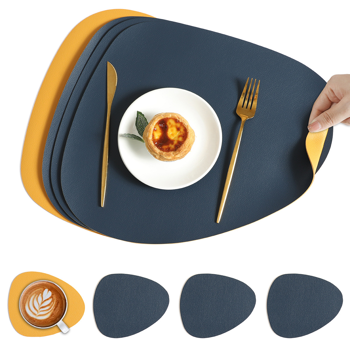 Bordunderlägg Vändbar Syntetisk Läder Matgrupp Carvallo