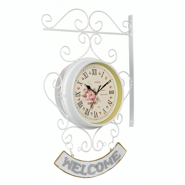 Elegant Dubbel Sided Garden Wall Clock Carvallo