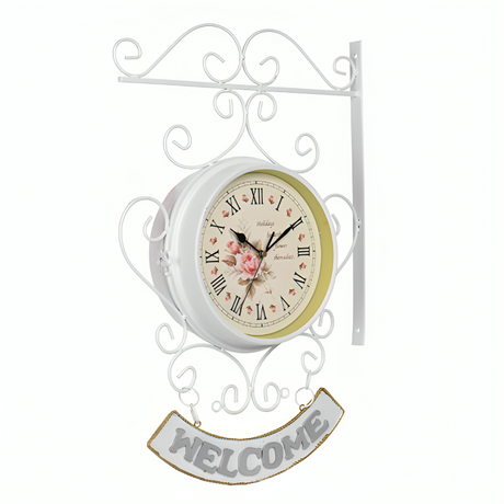 Elegant Dubbel Sided Garden Wall Clock Carvallo