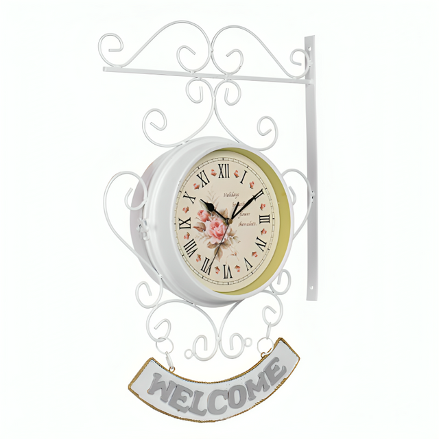 Elegant Dubbel Sided Garden Wall Clock Carvallo