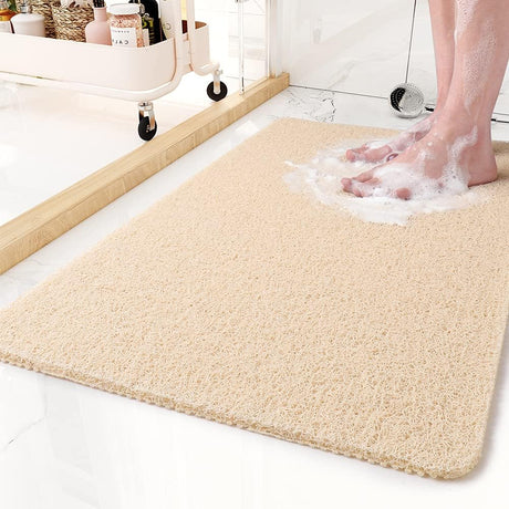 Quick-Drain Duschmatta | Halkfri Loofah Textur | 24x16" | Säker för Barn & Äldre Carvallo