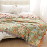 Rustik Blommig Boho Filt | 100% Bomullsblommig Filt Carvallo