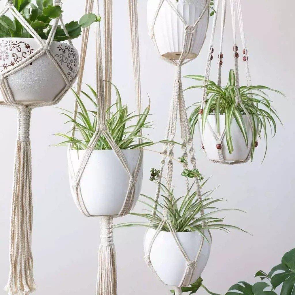 4-delad handgjord Boho Macrame växthållare set MILA Sverige