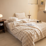 Faux Fur Chunky Knit Duvet Cover Throw Carvallo