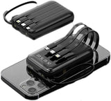 10 000 mAh kompakt powerbank — Snabbladdande bärbart batteri med inbyggda kablar och LED-display MILA Sverige