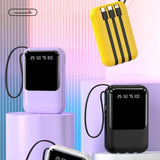 10 000 mAh kompakt powerbank — Snabbladdande bärbart batteri med inbyggda kablar och LED-display MILA Sverige
