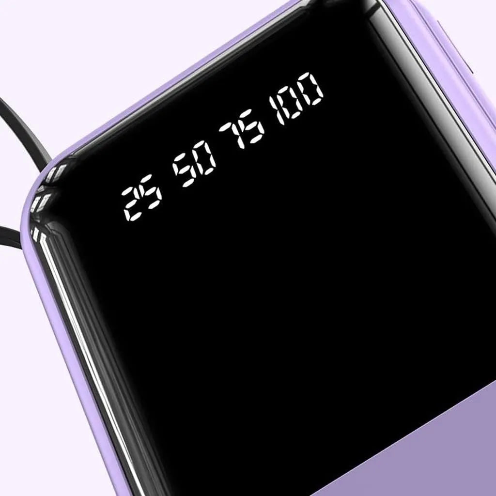 10 000 mAh kompakt powerbank — Snabbladdande bärbart batteri med inbyggda kablar och LED-display MILA Sverige