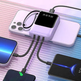10 000 mAh kompakt powerbank — Snabbladdande bärbart batteri med inbyggda kablar och LED-display MILA Sverige