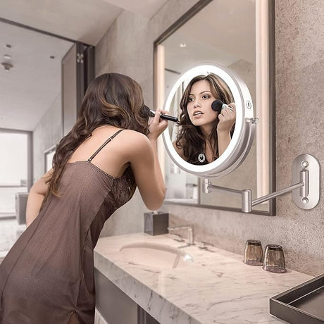 LED Väggspegel med Förstoring och Kromram Carvallo