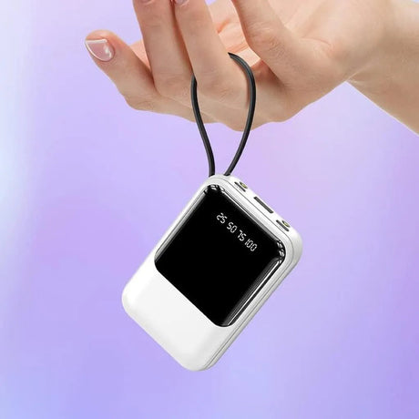 10 000 mAh kompakt powerbank — Snabbladdande bärbart batteri med inbyggda kablar och LED-display MILA Sverige
