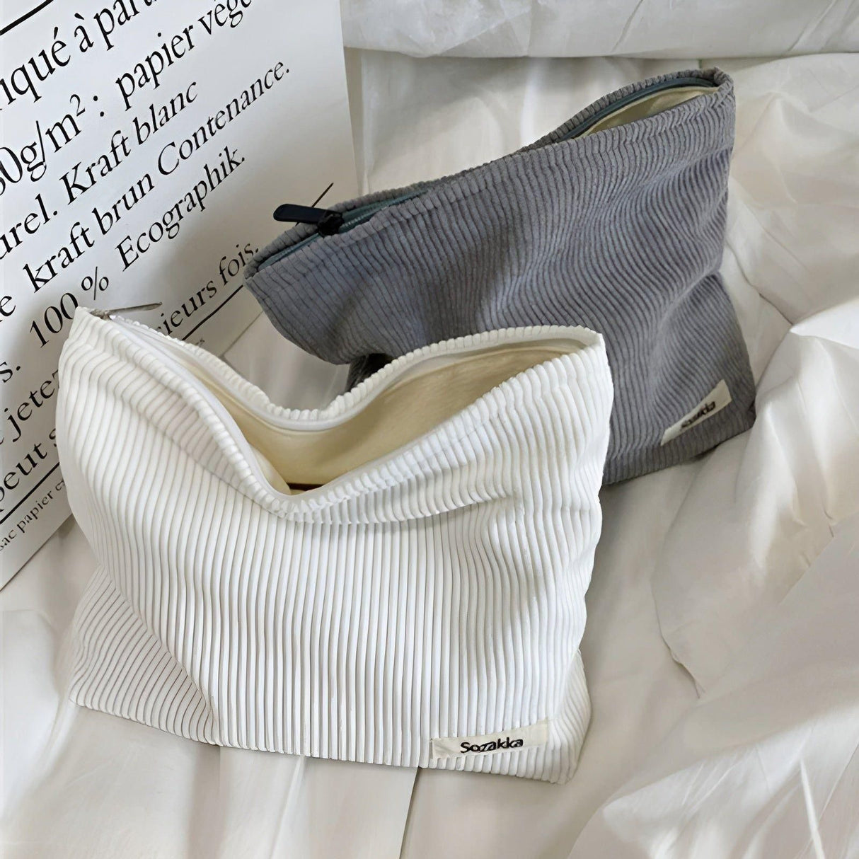 CorduroyGlam Bag - Kord Rymlig organiseringsväska för kosmetika Carvallo