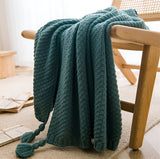 Nordisk Vaffelmönstrad Kraftig Stickad Filt För Mysiga Utrymmen Carvallo