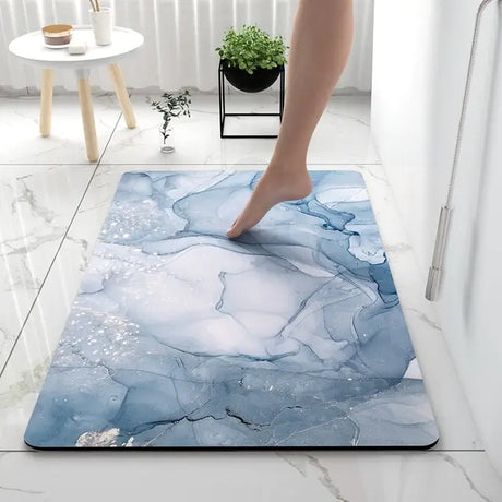 AquaArt Luxe Badmatta | Konstnärlig Design | Mjuk Absorberande Halkfri Mikrofiber | Tegel för Tegel Carvallo