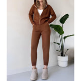 Millie Set - Stickad tvådelad hemmakostym för kvinnor (Mysig tröja + Byxor) Carvallo