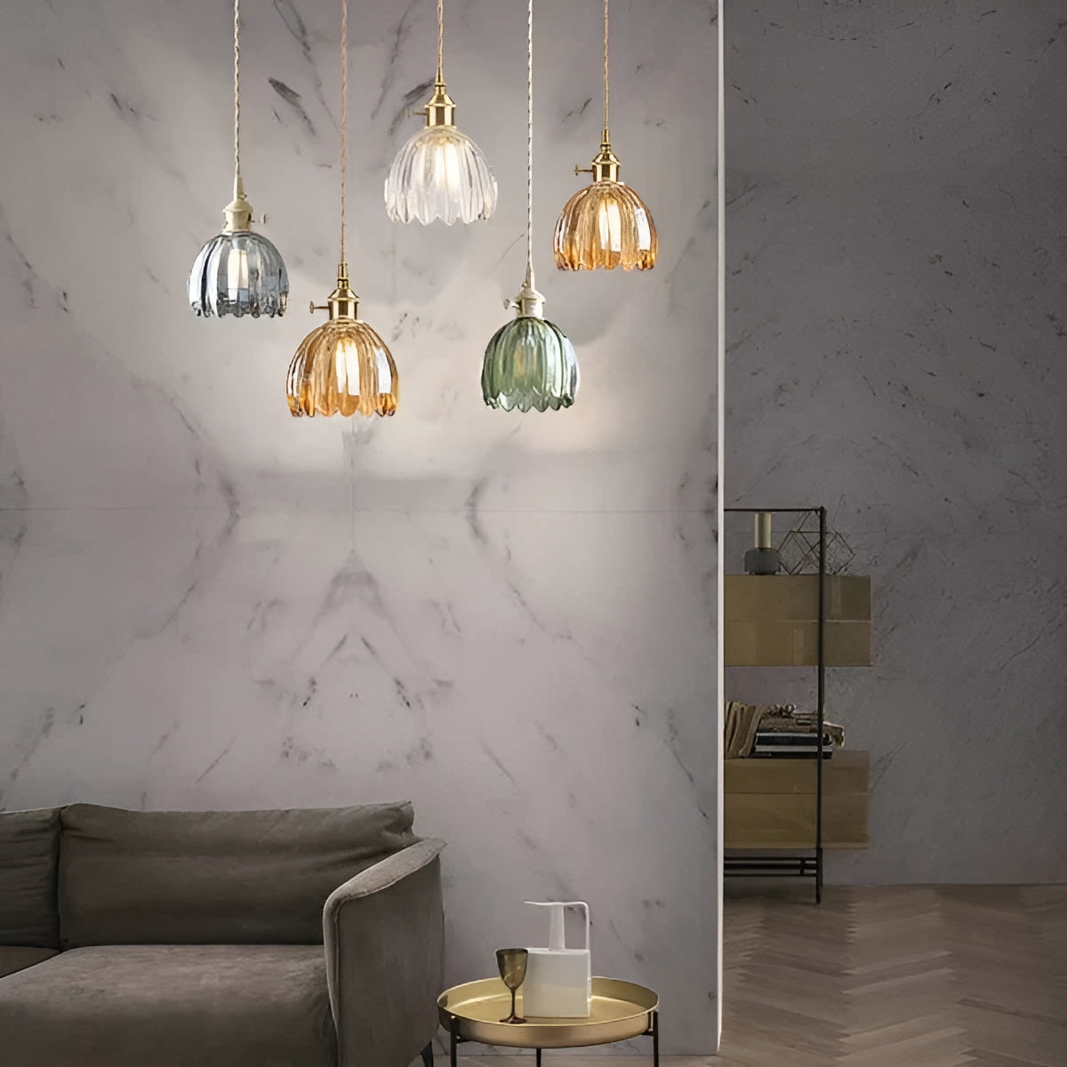 Taklampa med blomglas – Japansk design för mysiga rum Carvallo