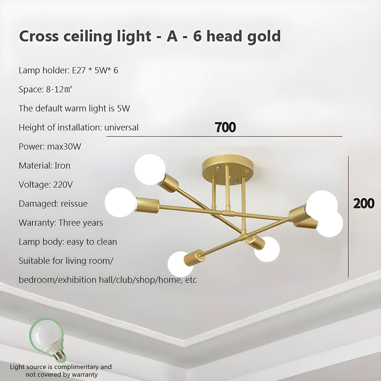 Kreativ LED Hängande Lampa – Vintage Antik Guld Kandelaber för Vardagsrum & Matrum Carvallo