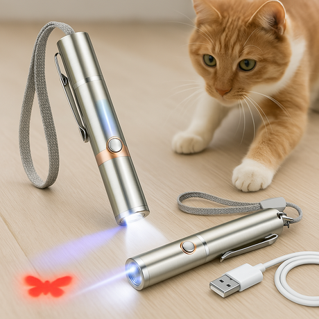 Katt leksak uppladdningsbar rostfritt stål laserljus Carvallo