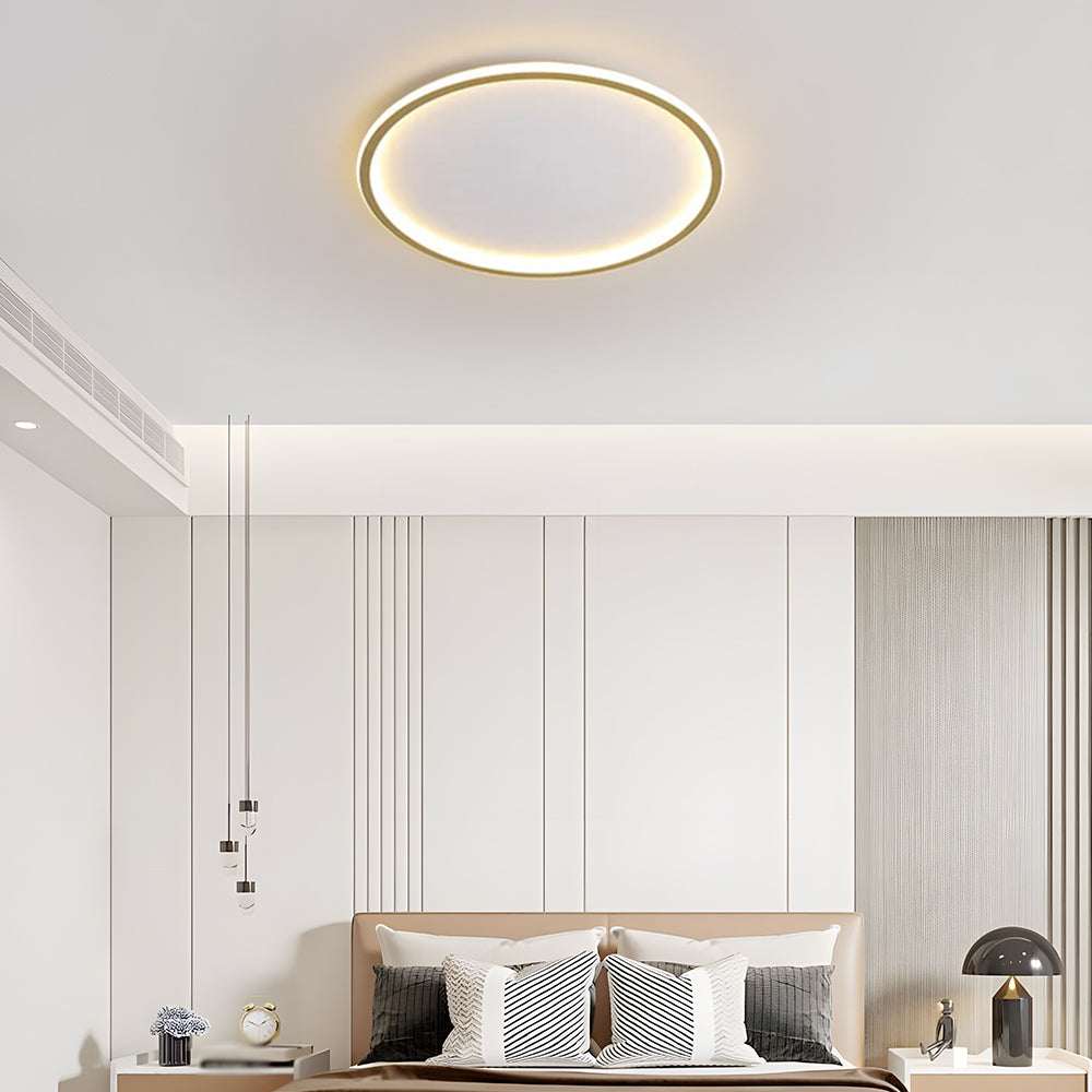 Ultra-tunn modern taklampa | Flush Mount LED för låga tak | Rund & dimbar Carvallo