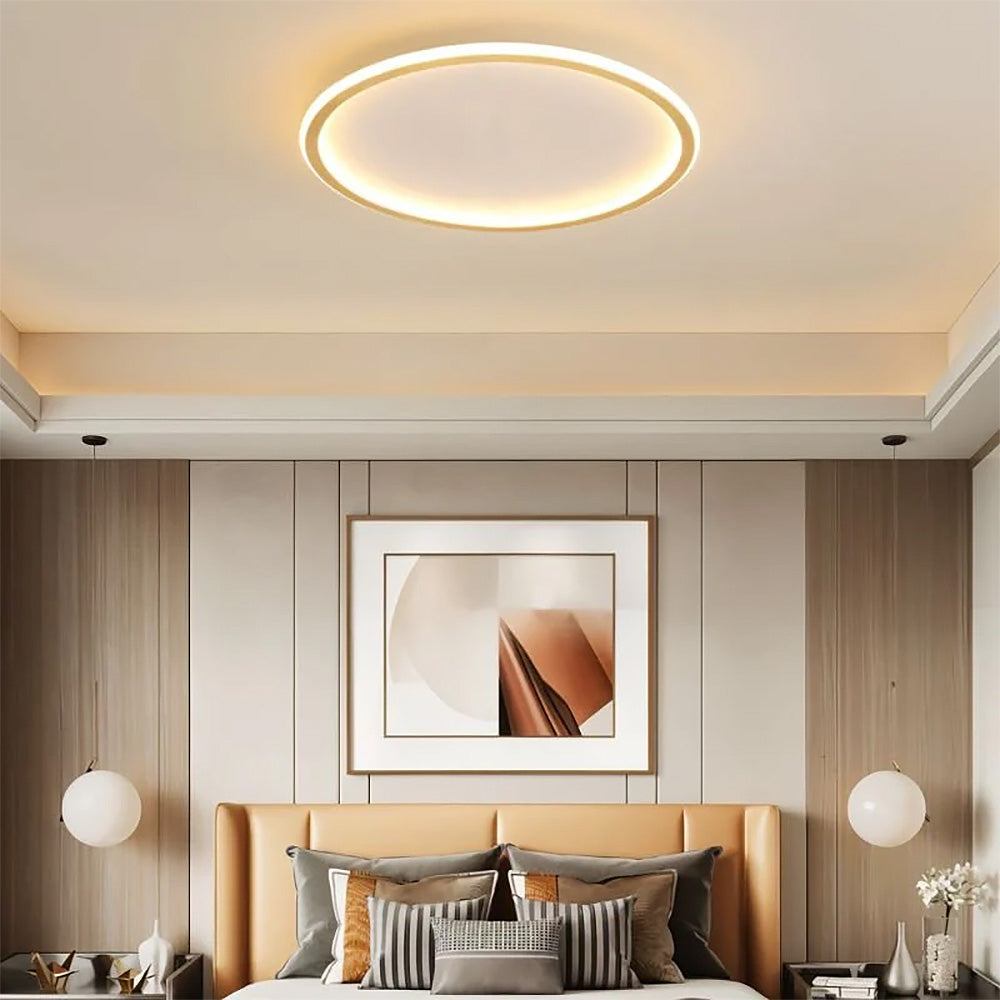 Ultra-tunn modern taklampa | Flush Mount LED för låga tak | Rund & dimbar Carvallo